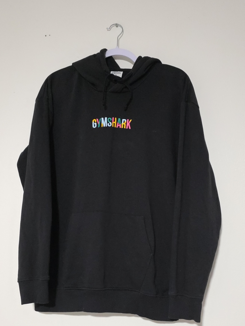 Gymshark Black Crewneck Hoodie with Multicolor Logo